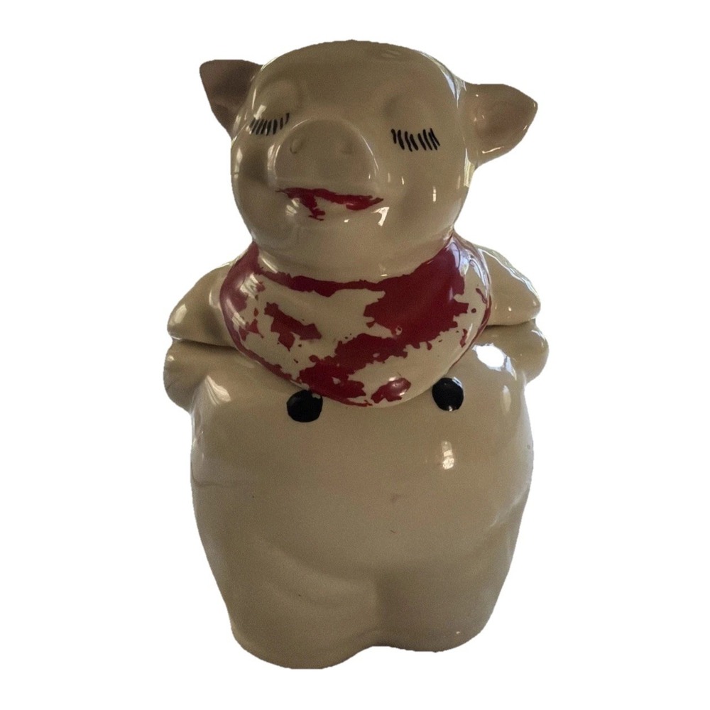 Shawnee Pottery Smiley the Pig Vintage Cookie Jar 11"Red Scarf 1940-50's Granny